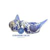 Pair of Blue and White Porcelain Dove Bird Statue 24x11cm SP000753