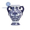 Blue n White Porcelain Vase w Two Straps D21xH26cm SP000630