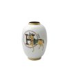 Pure White Yellow Horse with Mounted Metalic Limited Vase D23xH36 cm SP001067